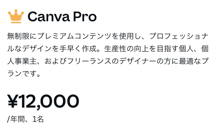 Canva：料金プラン（Pro・年単位）