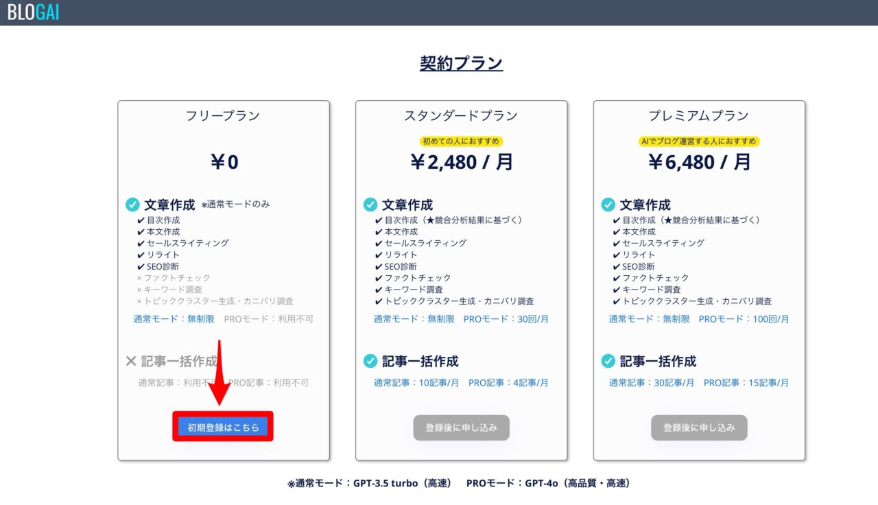 BLOGAI：料金プラン